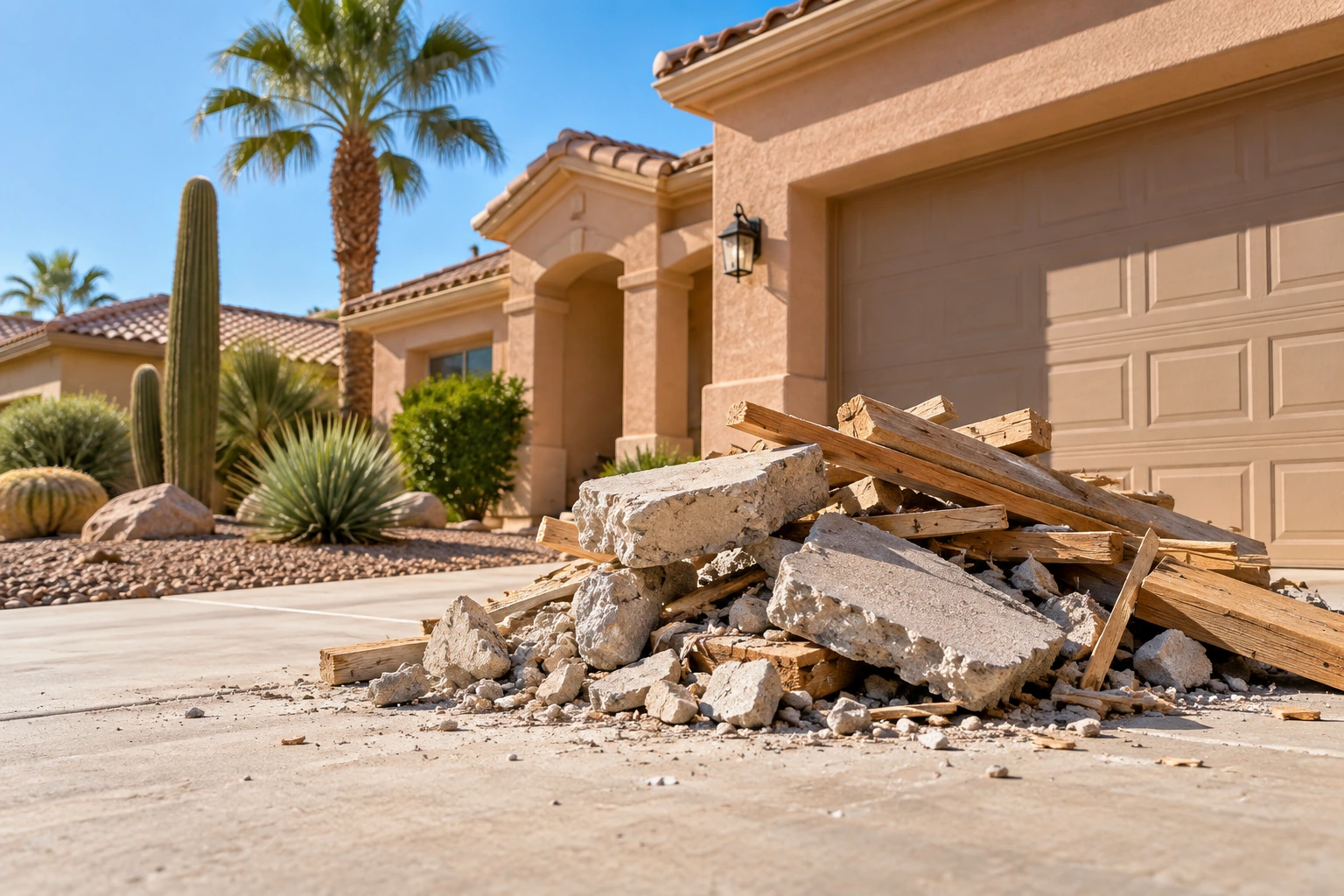 Debris Removal items and equipment in an Arizona residential setting
