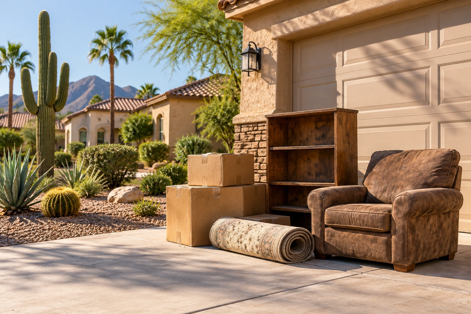 Junk Removal items and equipment in an Arizona residential setting