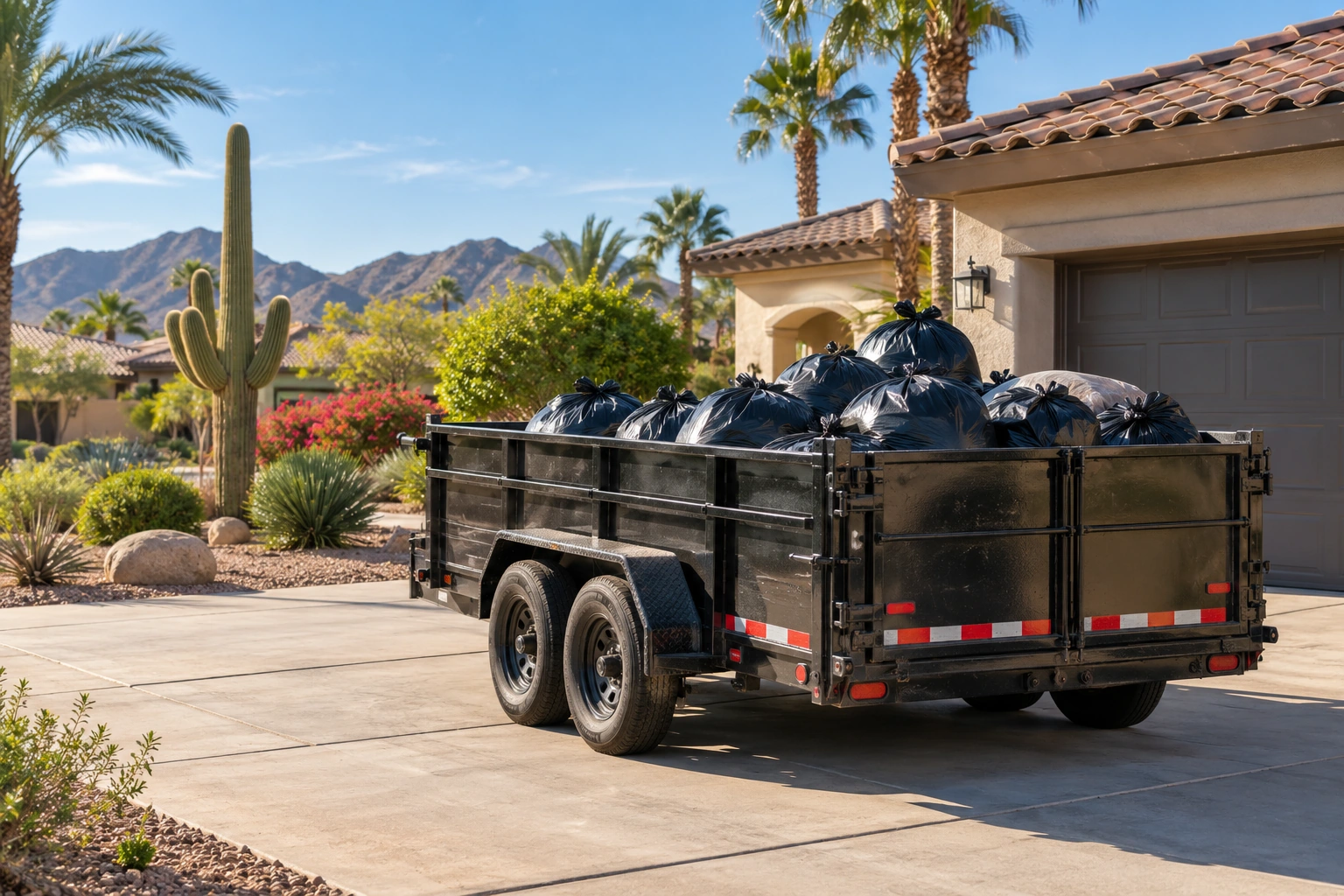 Trash Removal items and equipment in an Arizona residential setting